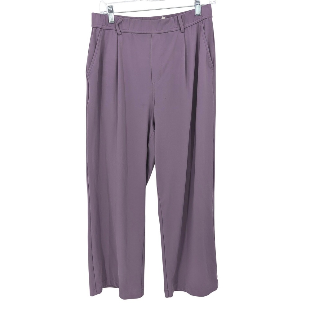 Halara Flex Day Stretch Pants Women Large Purple Wide Leg Pleated High Rise
